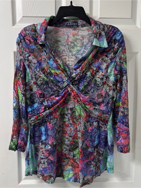 Newport by Carine Tops - Newport by Carine Butterfly Fairy Floral Twist-Front Women’s Top Size Large